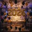 dekoracja na sylwestra nowy rok zestaw balonow foliowych 2026 zlote 34 4 szt