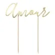 dekoracja na tort amour zlota partydeco 22 5 cm