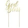 dekoracja na tort god bless zloty partydeco 27 5 cm