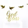 dekoracja na tort god bless zloty partydeco 27 5 cm