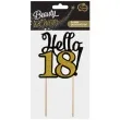 dekoracja na tort hello 18 czarno zlota 19 cm
