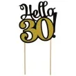 dekoracja na tort hello 30 czarno zlota 19 cm