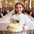 dekoracja na tort komunijny topper z pleksy pierwsza komunia sw golebica zloty lustrzany