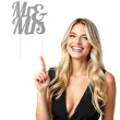 dekoracja na tort mr mrs srebrna godan 23 cm