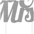 dekoracja na tort mr mrs srebrna godan 23 cm