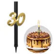 dekoracja na tort na 30 urodziny fontanna tortowa raca lustrzana liczba 30 czarno zlota 18 cm