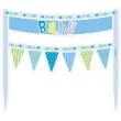 dekoracja na tort papierowa blue baby boy unique niebieska 20 cm