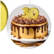 dekoracja na tort swiecznik liczba 30 biala swieczka zloty