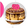 dekoracja na tort swiecznik liczba 50 biala swieczka rozowy