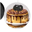 dekoracja na tort swiecznik liczba 60 brokatowa biala swieczka czarny