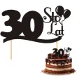 dekoracja na tort topper 30 urodziny czarny 17 cm