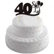dekoracja na tort topper 40 urodziny czarny 17 cm