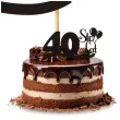 dekoracja na tort topper 40 urodziny czarny 17 cm