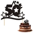 dekoracja na tort topper 50 urodziny stars czarny 17 cm