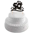 dekoracja na tort topper 50 urodziny stars czarny 17 cm