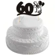 dekoracja na tort topper 60 urodziny czarny 17 cm