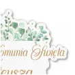 dekoracja na tort topper komunia swieta eukaliptus personalizowany imie