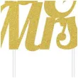 dekoracja na tort topper mr mrs brokat zlota godan