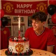 dekoracja na tort urodziny kibica fan manchester united fontanna raca tortowa pilka nozna 18cm
