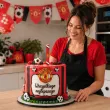 dekoracja na tort urodziny kibica fan manchester united fontanna raca tortowa pilka nozna 18cm