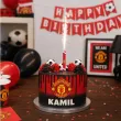 dekoracja na tort urodziny kibica fan manchester united fontanna raca tortowa pilka nozna 18cm