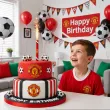 dekoracja na tort urodziny kibica fan manchester united fontanna raca tortowa pilka nozna 18cm