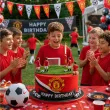 dekoracja na tort urodziny kibica fan manchester united fontanna raca tortowa pilka nozna 18cm