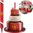 dekoracja na tort urodziny kibica fan manchester united fontanna raca tortowa pilka nozna 18cm