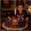 dekoracja na tort urodziny kibica fana fc barcelona fontanna raca tortowa pilka nozna 18cm