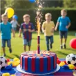 dekoracja na tort urodziny kibica fana fc barcelona fontanna raca tortowa pilka nozna 18cm