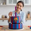 dekoracja na tort urodziny kibica fana fc barcelona fontanna raca tortowa pilka nozna 18cm