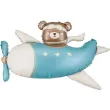 dekoracja na urodziny baby shower chlopca balon foliowy mis w samolocie niebieski