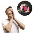 dekoracja na urodziny balon foliowy baloniki liczba 18 czarno rozowy 18 rnd