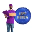 dekoracja na urodziny balon foliowy happy birthday granatowy matowy do girland 18 rnd