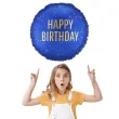 dekoracja na urodziny balon foliowy happy birthday granatowy matowy do girland 18 rnd