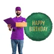 dekoracja na urodziny balon foliowy happy birthday zielony matowy do girland 18 rnd