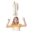 dekoracja na urodziny balon foliowy jednorozec cyfra 1 kremowy xl 46 5 dgt
