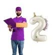 dekoracja na urodziny balon foliowy jednorozec cyfra 2 kremowy xl 46 5 dgt