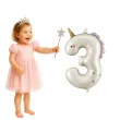 dekoracja na urodziny balon foliowy jednorozec cyfra 3 kremowy xl 46 5 dgt