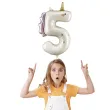 dekoracja na urodziny balon foliowy jednorozec cyfra 5 kremowy xl 46 5 dgt
