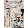 dekoracja na urodziny baner girlanda happy birthday kokardki 100 cm