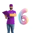 dekoracja na urodziny duzy balon foliowy cyfra 6 teczowa do girlandy jubileusz 39 dgt