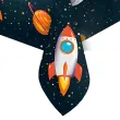 dekoracja na urodziny dzien dziecka obrus foliowy kosmos rakieta astronauta 180x120 cm