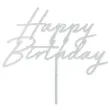 dekoracja na urodziny osiemnastke akrylowy topper na tort happy birthday srebrny brokatowy