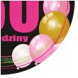 dekoracja na urodziny papierowe podkladki pod kubki 30 baloniki czarno rozowe 12 szt