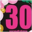 dekoracja na urodziny papierowe podkladki pod kubki 30 baloniki czarno rozowe 12 szt