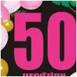 dekoracja na urodziny papierowe podkladki pod kubki 50 baloniki czarno rozowe 12 szt