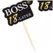 dekoracja na urodziny pikery bosski 18 latek ozdobne szpilki na muffinki babeczki 6 szt