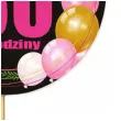 dekoracja na urodziny topper papierowy na tort liczba 30 baloniki czarno rozowy 18 5 x 11 cm