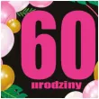 dekoracja na urodziny topper papierowy na tort liczba 60 baloniki czarno rozowy 18 5 x 11 cm